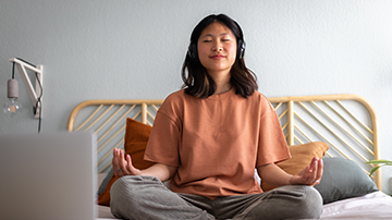 student meditating 