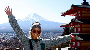 FIT student in front of Mount Fuji, Japan