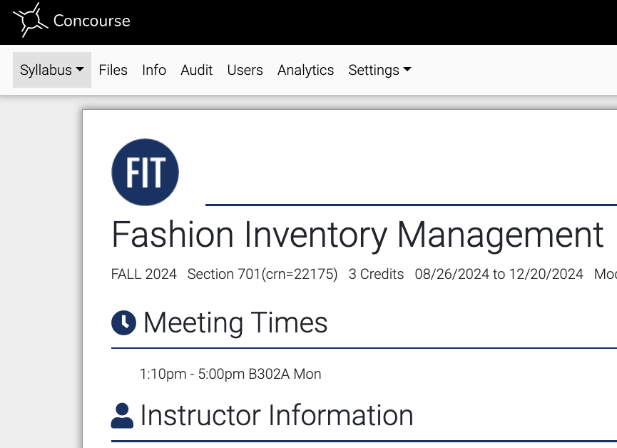 Image of sample syllabus